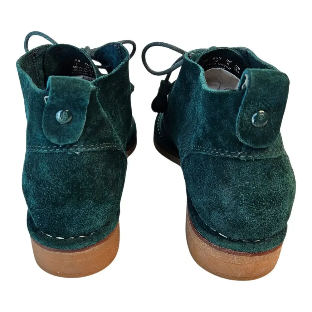 HUSH PUPPIES Cyra Catelyn Chukka Boots Women 7 Suede Dark Teal Green Tassels